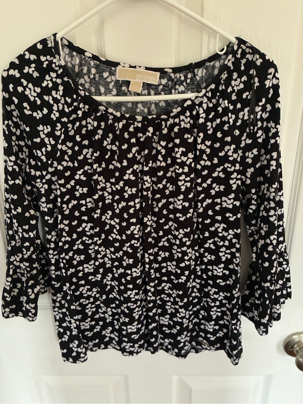 Michael Kors Black and White Printed Scoop Neck Tunic